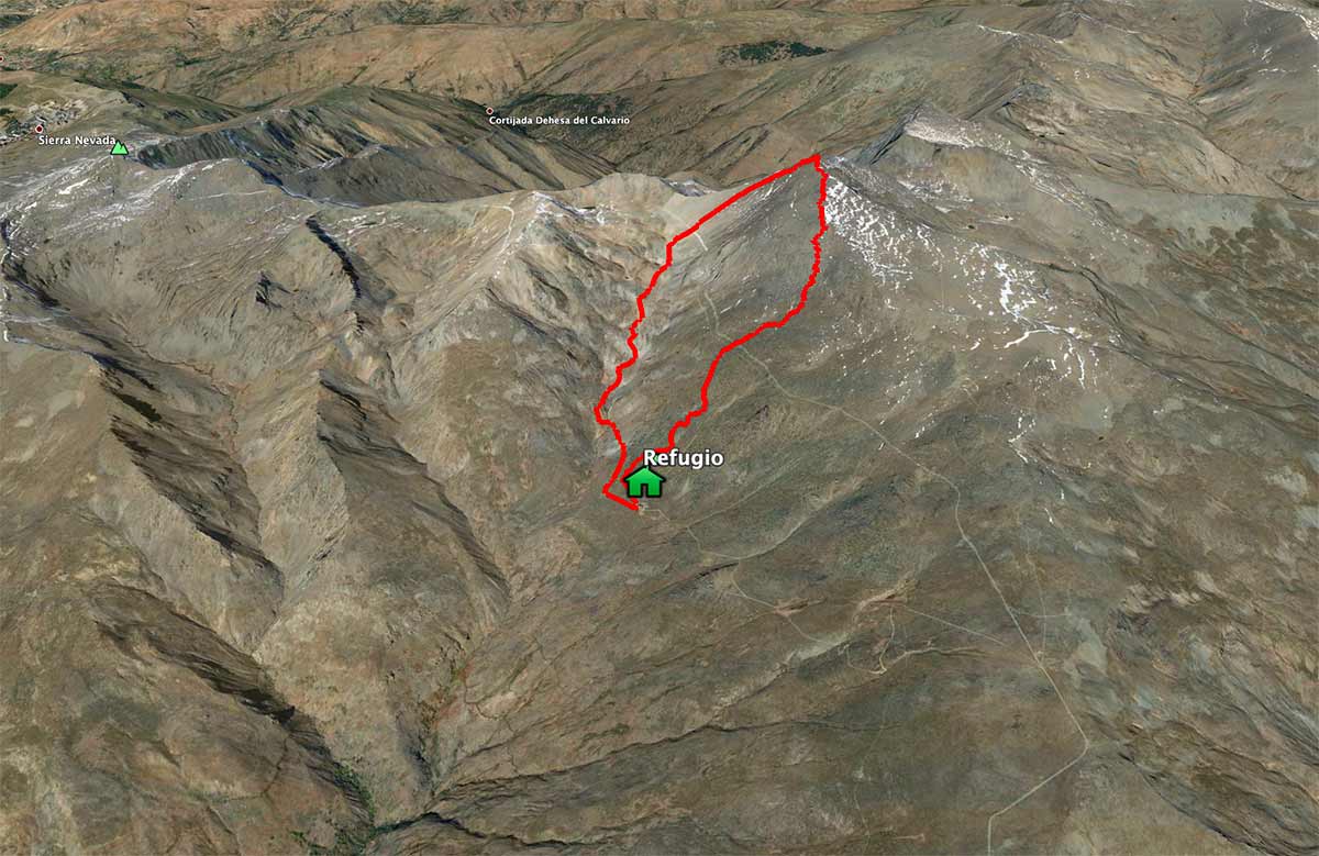 Mapa Mulhacén desde el refugio Mapa Mulhacén desde el refugio