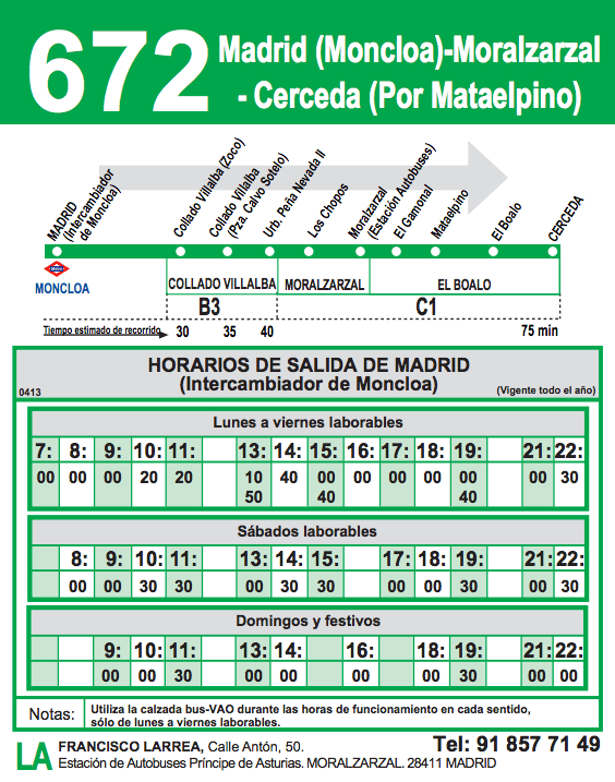 Horario BUS 672
