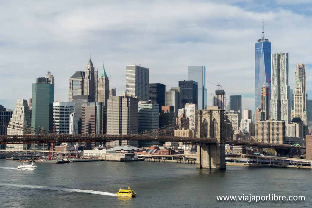 Puente de Brooklyn al atardecer Desde el Puente de Manhattan