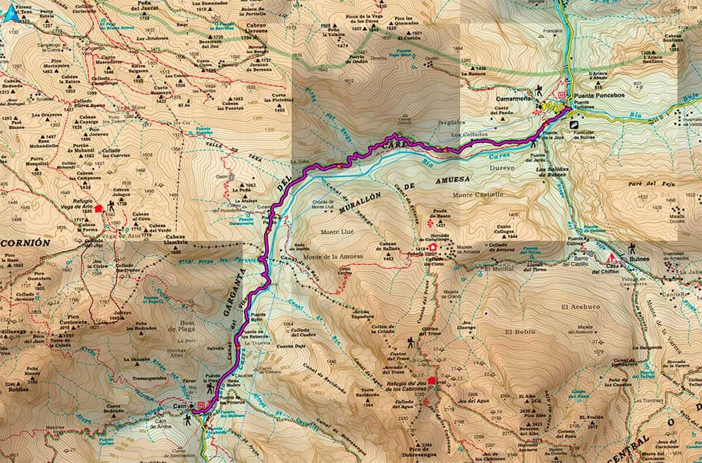 Mapa de la Ruta del Cares