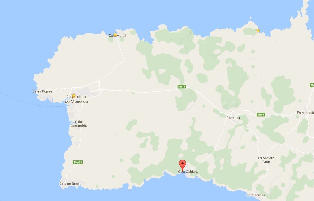 Ubicación de Cala Galdana