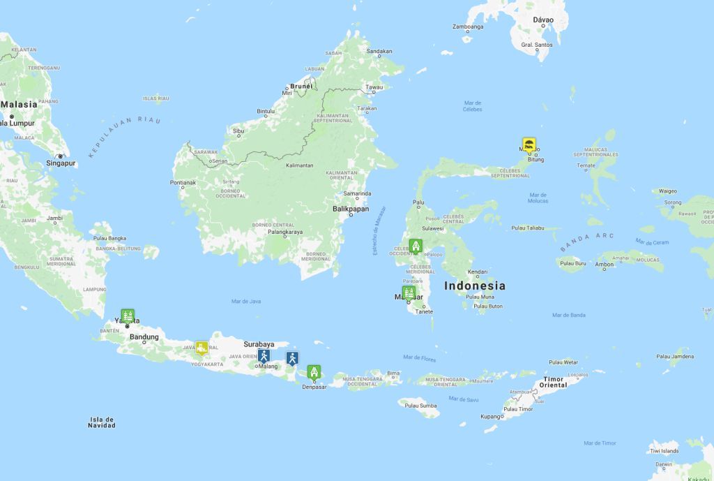 Mapa de la ruta en Indonesia Mapa de la ruta en Indonesia