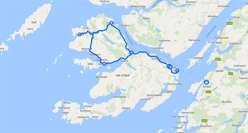Mapa de la isla de Mull Mapa de la isla de Mull