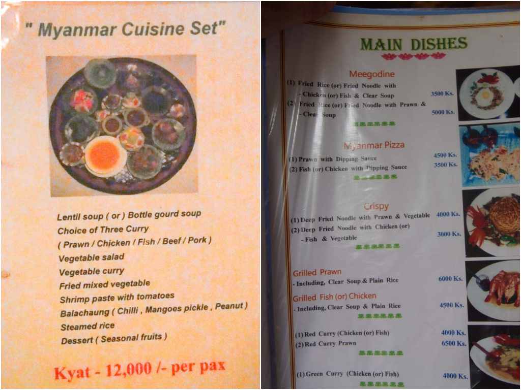 Menus en Myanmar