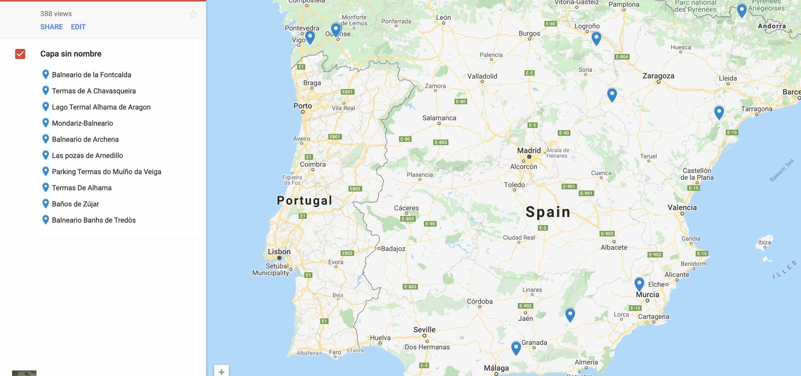 Mapa de las termas