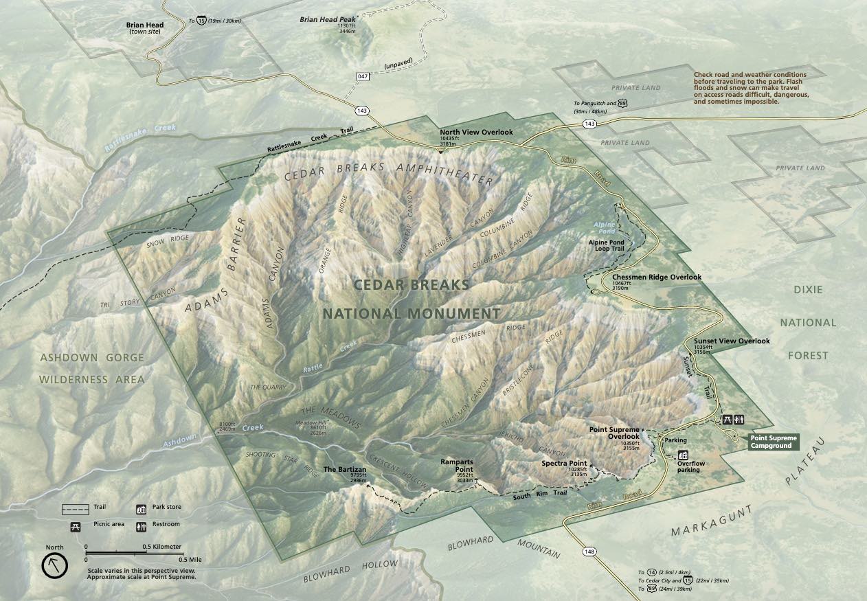Mapa de Cedar Breaks