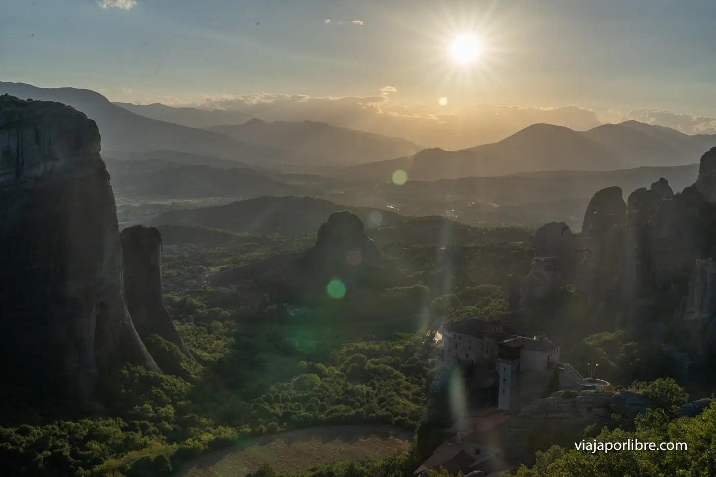 Puesta de sol en Meteora