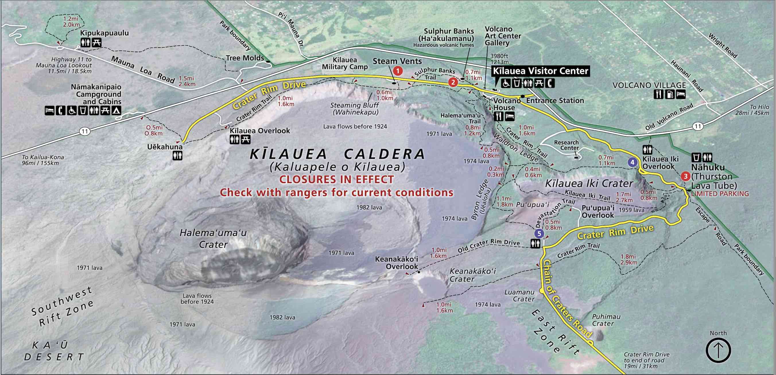 Mapa de la zona del Kilauea